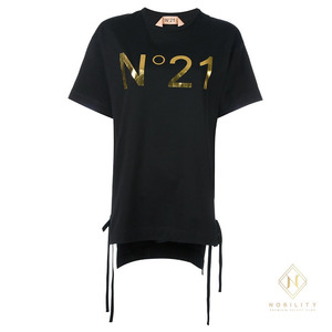 N21 여성 로고 오버핏 반팔티 블랙